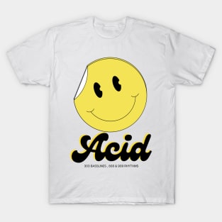 ACID HOUSE  - Smiley Sticker Peel (Black) T-Shirt